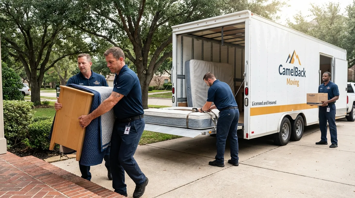 Crew loading residential truck for cross-state move from Birmingham, MI